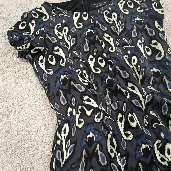 Rag and Bone 100% Silk Grey pattern mini dress ASO Cameron Diaz Size 0 - Picture 3 of 10